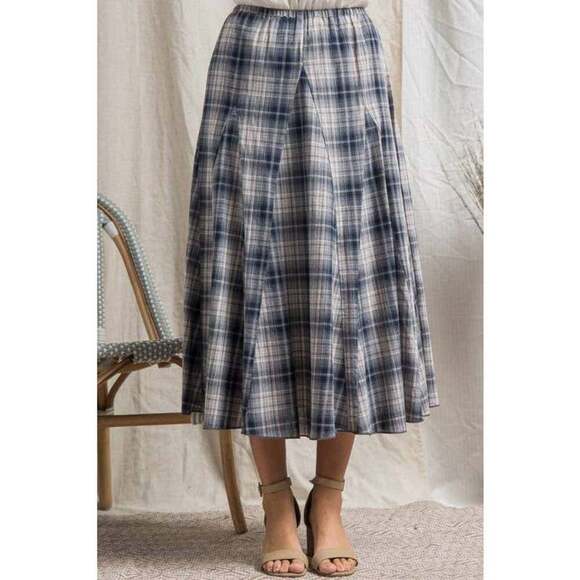 Plaid Godet Maxi Skirt - Picture 4 of 7